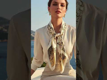 35" The Monaco Baroque Silk-Look Square Scarf