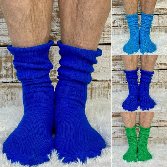 3 Pack RETRO Cotton Crew Socks 10-12 - Green, Royal, Turquoise | Made in USA