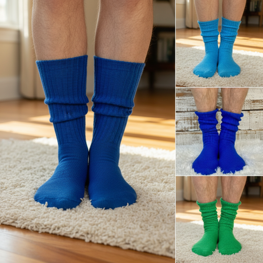 3 Pack RETRO Cotton Crew Socks 10-12 - Green, Royal, Turquoise | Made in USA