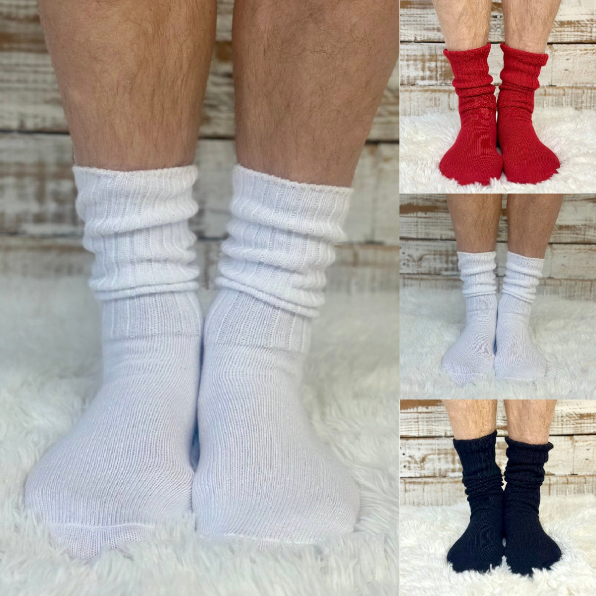 3 Pack RETRO Cotton Crew Socks 10-12 - Red, White, Black | Made in USA