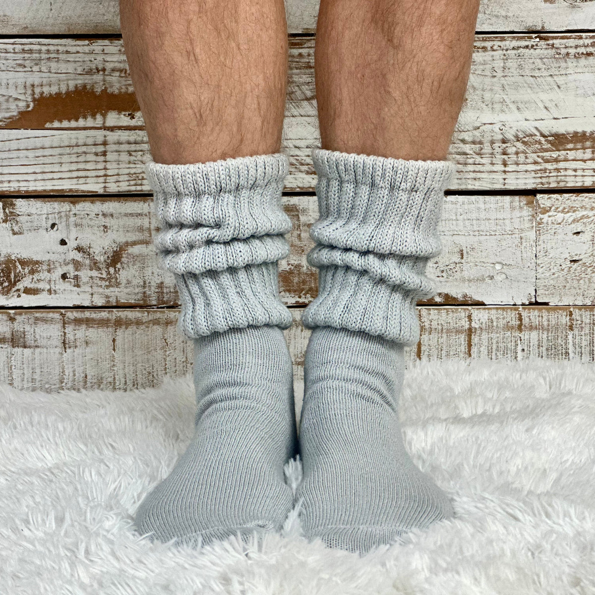 silver grey cotton ultimate slouch sock mens