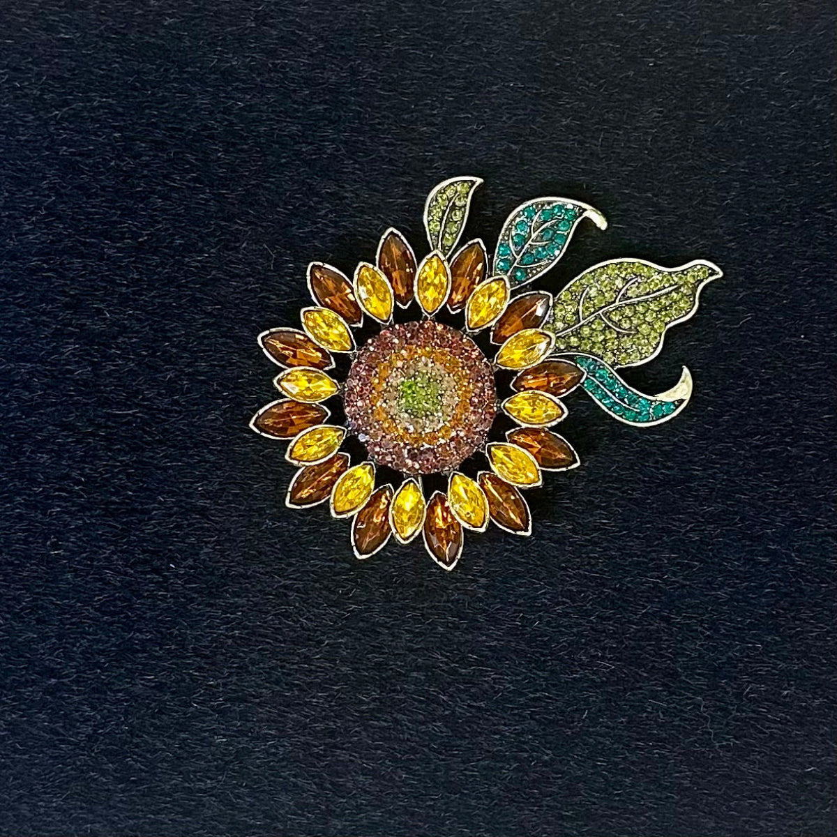 sunflower large rhinestone brooch pin by Catherine Cole