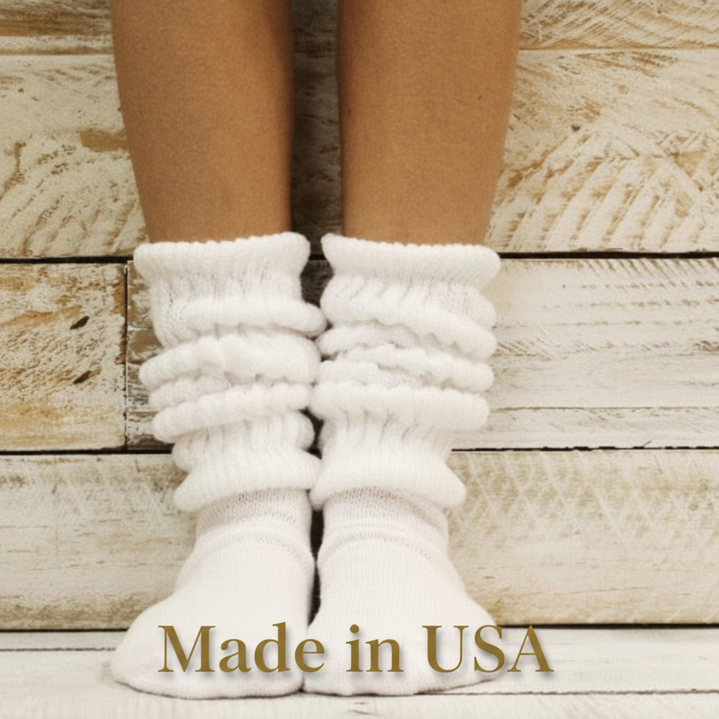 3 Pair Multipack Pack White Thick Cotton Slouch Socks • ULTIMATE Made in USA
