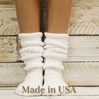 3 Pair Multipack Pack White Thick Cotton Slouch Socks • ULTIMATE Made in USA