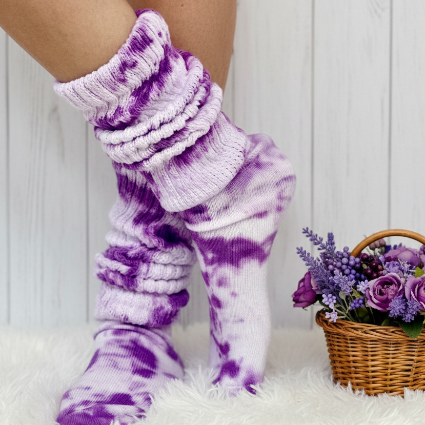ULTIMATE Cotton Slouch Socks Women's - Tie Dye Purple