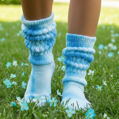 turquoise hand dyed cotton slouch socks by Catherine cole