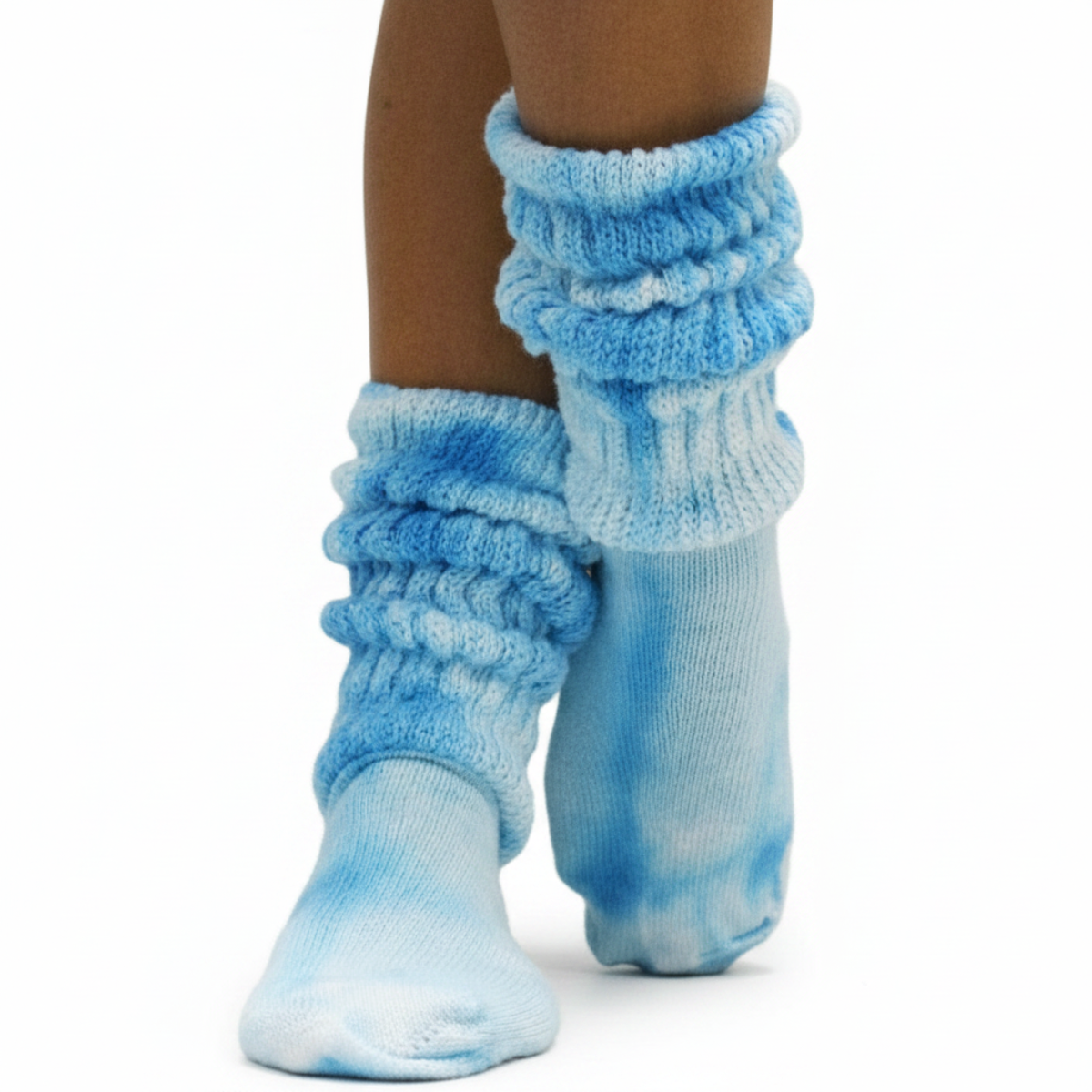 turquoise hand dyed cotton slouch socks by Catherine cole