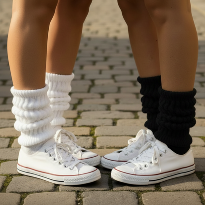 2 pairs black white thick cotton slouch socks - ultimate socks by Catherine cole