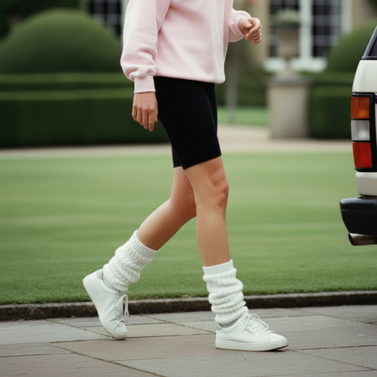 Princess Diana Athleisure Slouch Socks, Thick White Cotton Scrunch Socks for Leggings, Retro 1980s 1990s Workout Sneaker Footwear Gift 1pr