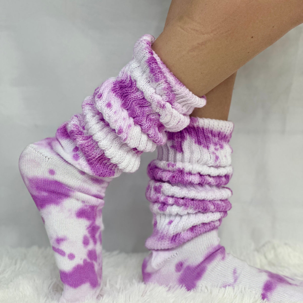 ULTIMATE  cotton  slouch socks women  - Tie dyed lilac