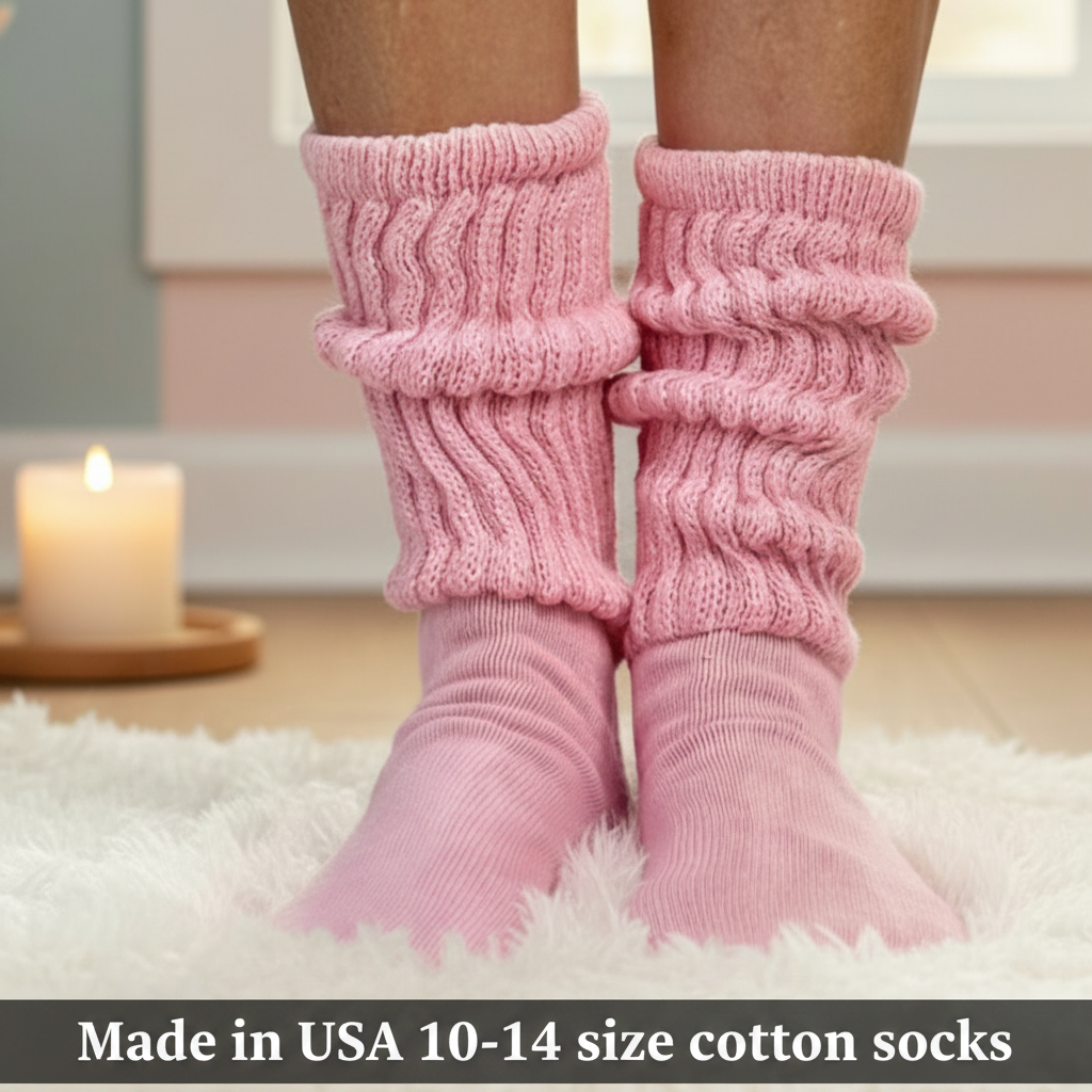 pink cotton slouch socks by Catherine cole made in usa