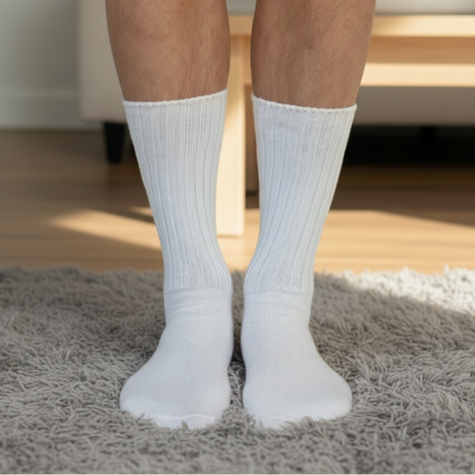white cotton retro style crew socks adults