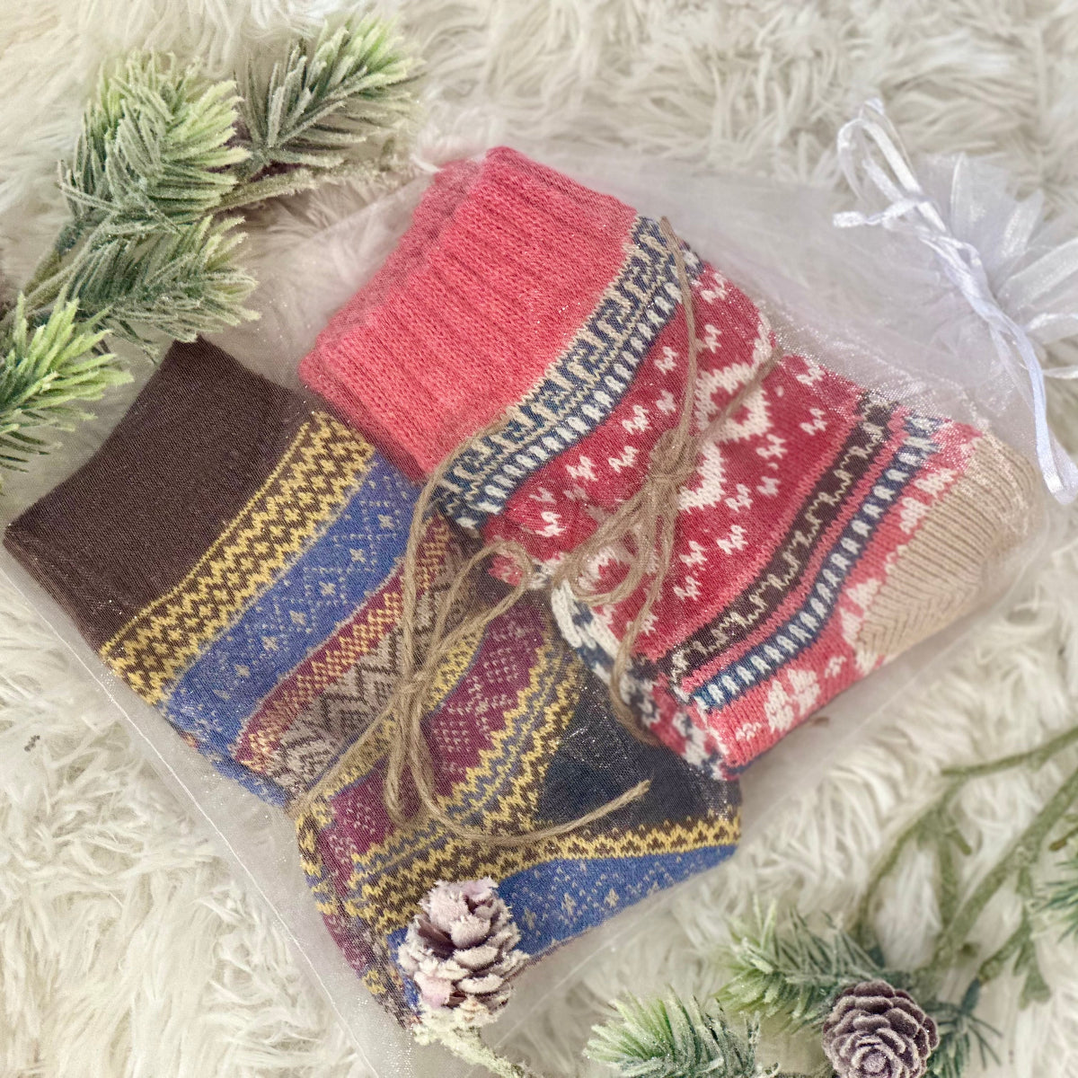 WINTRY mix of patterned socks - 2 pack assorted, cute fall winter ankle crew socks women, Christmas Holiday gift sock, hosiery, trendy, Catherine Cole signature socks