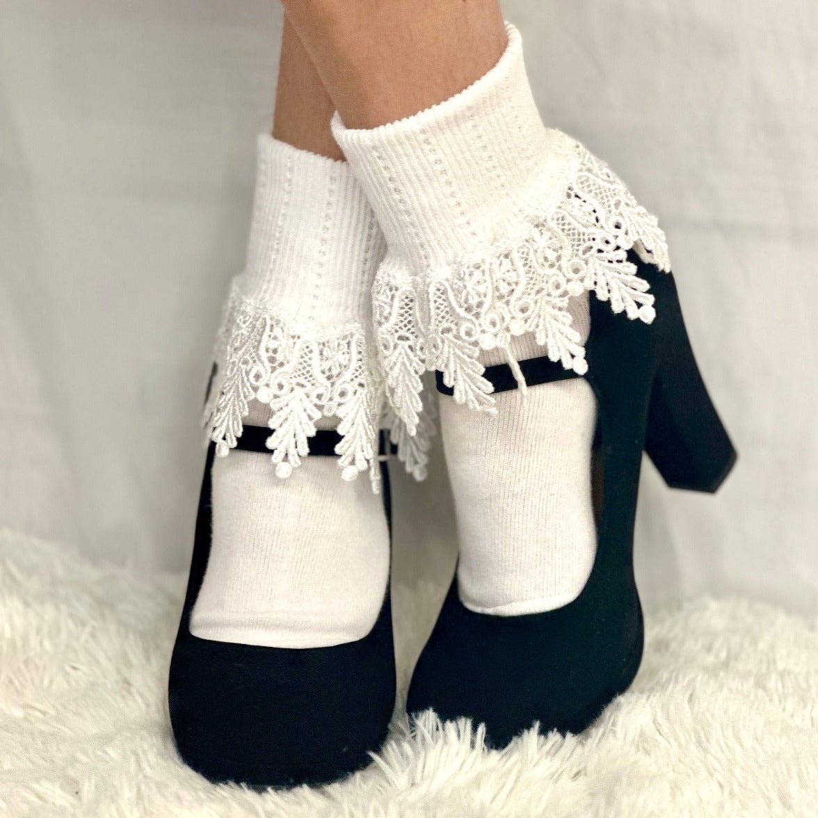 Original signature lace cuff socks women's, made in usa socks ladies