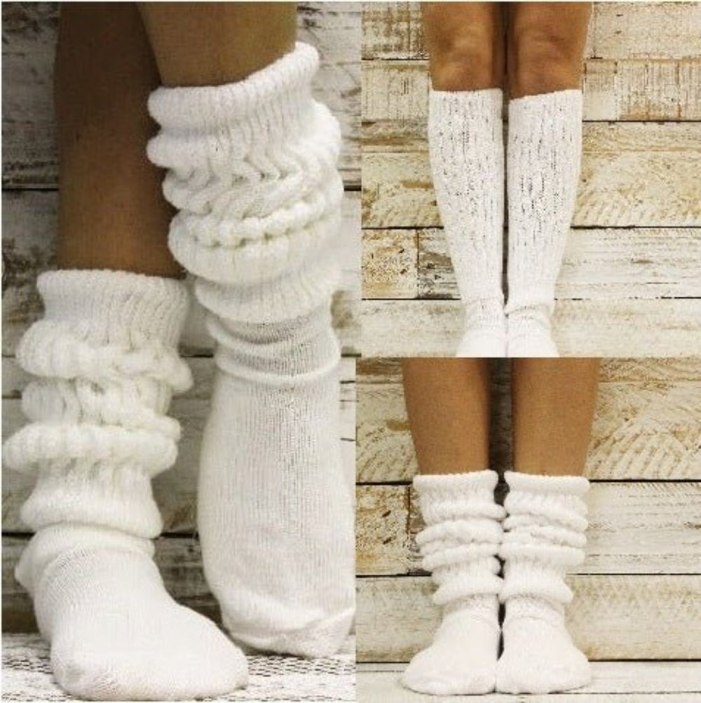 hooters white slouch srunchie socks women, bundle 3 pairs of white socks, athletic socks white, Catherine Cole signature socks made in usa