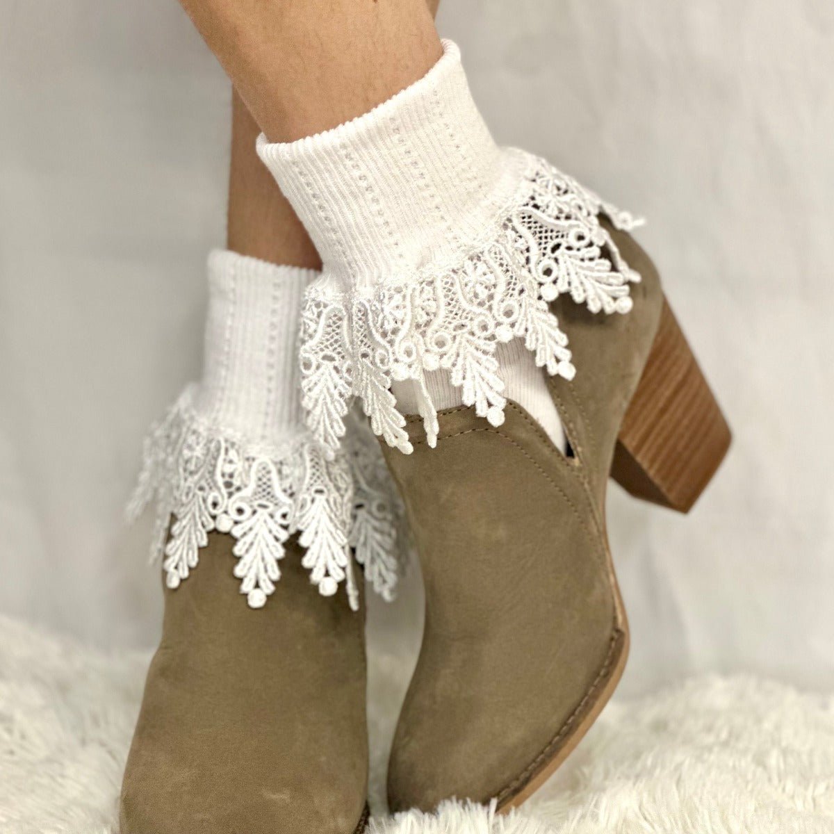 Original signature lace cuff socks women's, made in usa socks ladies