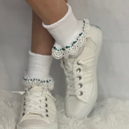 shamrock lace cuff socks, St. Patricks day socks ladies