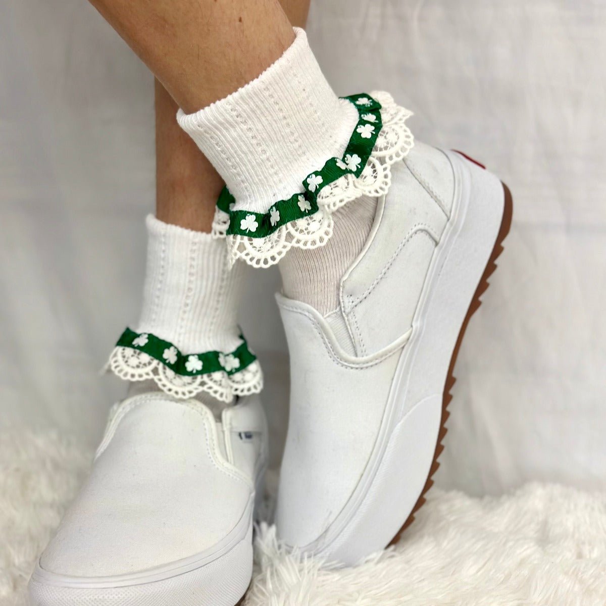 Luck of the Irish  green shamrock sock , St. Patrick's day socks women