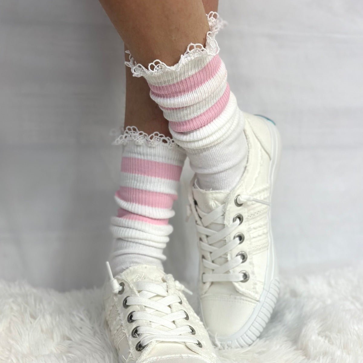 SCHOOLGIRL  striped athletic socks women's - pink, cotton slouch sweat socks, retro fashion women, quality usa