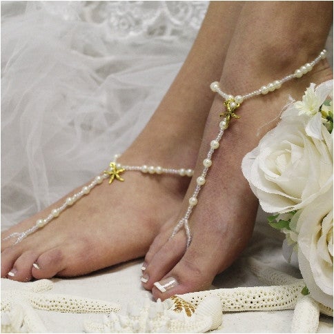 KEY WEST wedding starfish  barefoot sandals - handmade beach wedding sandals  Catherine Cole Atelier couture socks and designer barefoot sandals