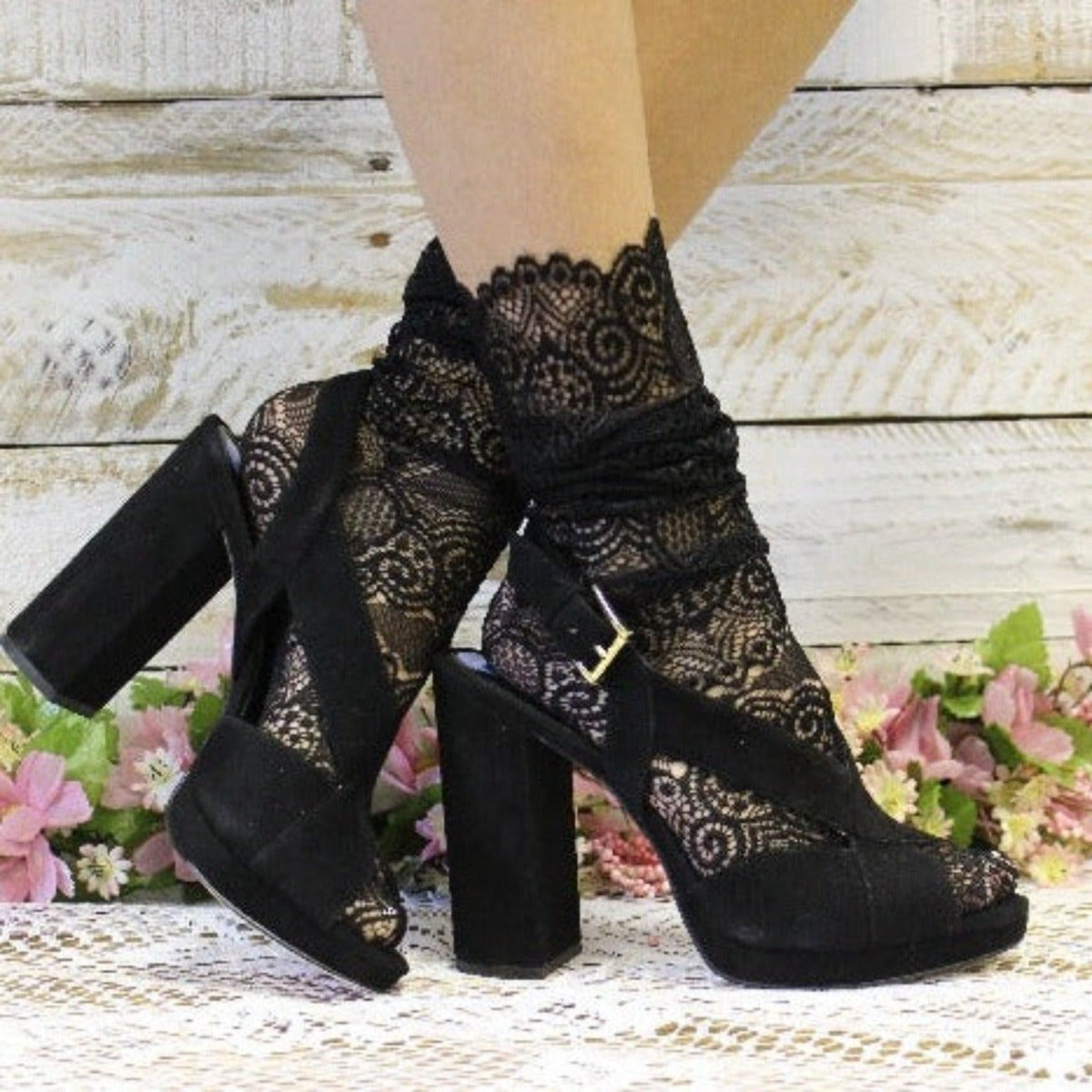 black lace socks for heels sexy trendy ,lace socks with  heels outfit, lace socks sneakers