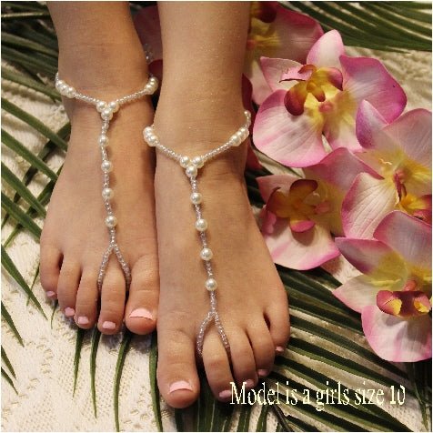 SEA OF LOVE  flower girl barefoot sandals - bridal foot jewelry custom kids, best barefoot sandals wedding, designer barefoot sandals