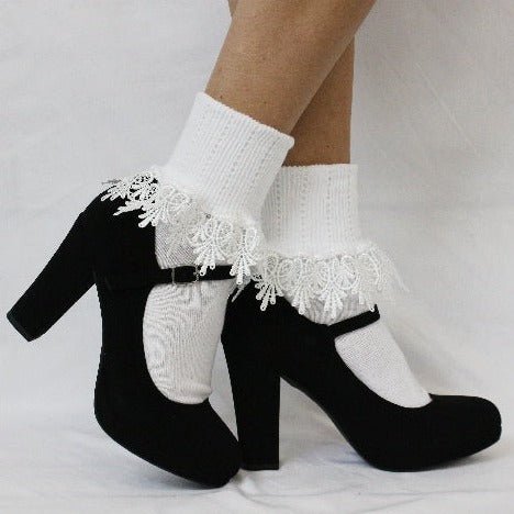 Chantilly lace cuff sock white - Catherine Cole Atelier, Catherine Cole , lace socks ladies white ruffle best
