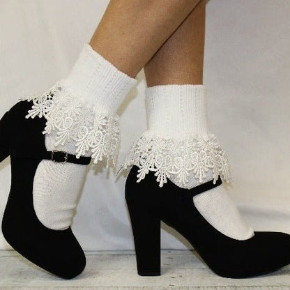 signature ankle socks ladies cotton white hosiery socks, lace socks for heels, ruffle trim socks women’s 