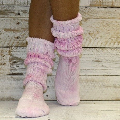 tie dyed socks women pink slouch  Hooters - tie due cotton slouch socks women's