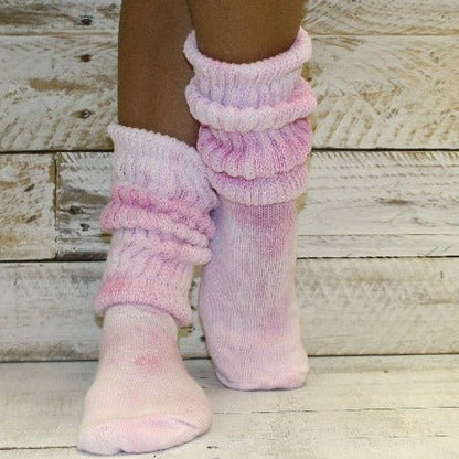 80's 90's tie dyed slouch socks cotton women  pink Hooters - Catherine Cole Atelier, larger foot adult men's