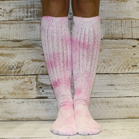 Cloud Scrunch Socks, Hooter's slouch socks pink tie dye hooters  cotton thick slouchy - Catherine Cole Atelier, larger foot adult men's