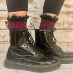 Organic magenta / black super soft sock for women - Made in USA, Catherine Cole ~ Atelier Inspired fashion since 1991 Couture socks and foot jewelry