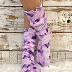 LACY organic mini cotton crew tie dye purple organic crew socks Made in USA sock women - Catherine Cole Atelier