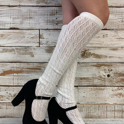 Dolls cream tall crochet knee socks for women, tall tube knee socks women's, best quality tall lace boot socks women. Amazon socks.