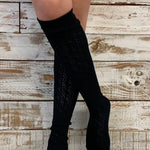 Dolls black tall crochet knee socks for women, Catherine Cole ~ Atelier Inspired fashion since 1991 Couture socks and foot jewelry