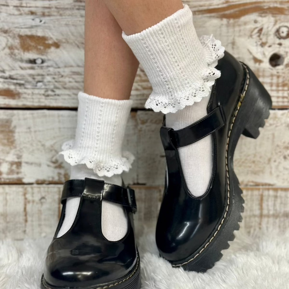 PROMOTIONAL SALE lace cuff ankle socks  - white, sale socks cute bobby socks white - Catherine Cole Atelier