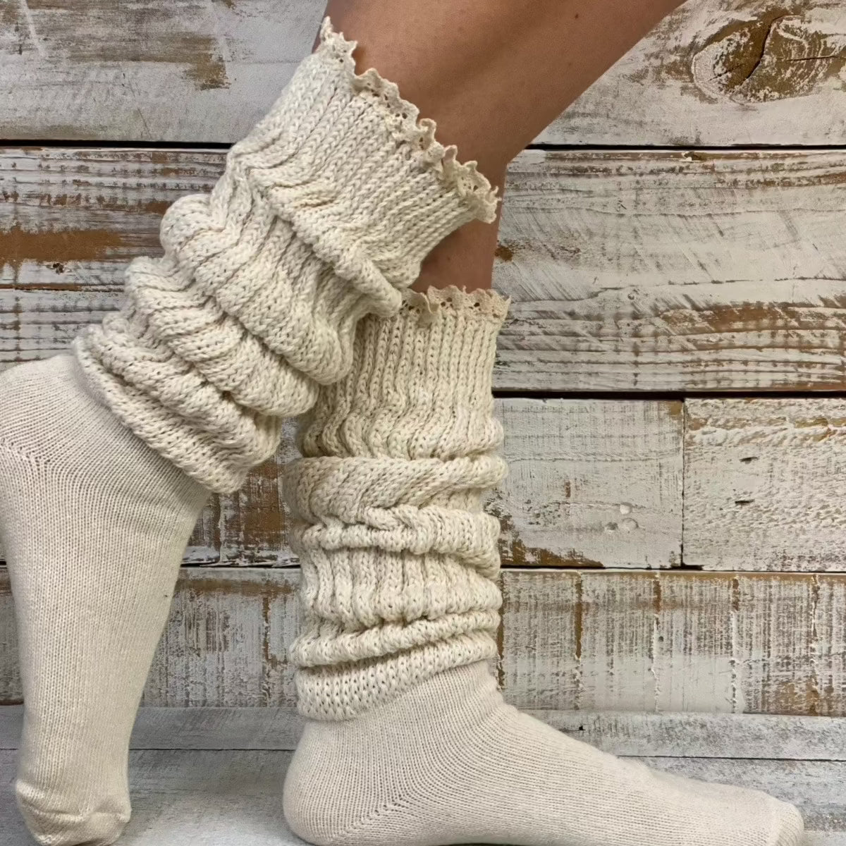 SCRUNCHY HOOTER'S thick lace slouch socks natural 90's socks women's –  Catherine Cole