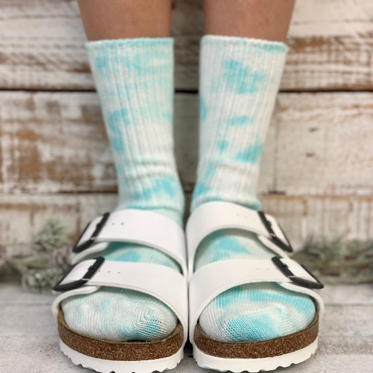 best quality Mini cute scrunchy tie dye aqua organic slouch socks Made in USA, tie-dyed socks women's, best quality tie dye socks