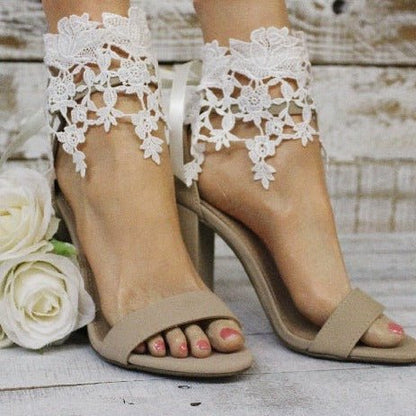 rose trellis-lace-bridal anklets - wedding shoe fashion - Catherine Cole Atelier bridal jewelry  and designer foot jewelry