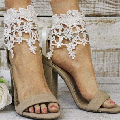 wedding shoe anklets lace - Catherine Cole, lace ankle fashion, women’s barefoot sandals