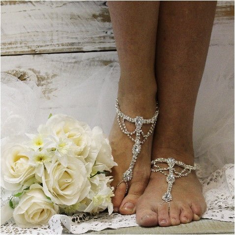 silver crystal custom wedding footless sandals  women's, barefoot sandals jewelry, best quality women's footless sandals.