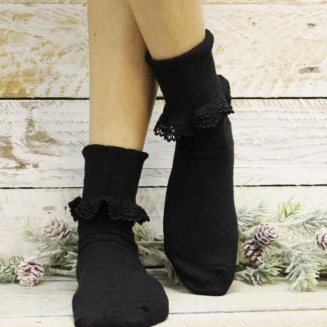 BOBBY lace socks  - black - fun fashion socks trending, lace socks women's best quality near me