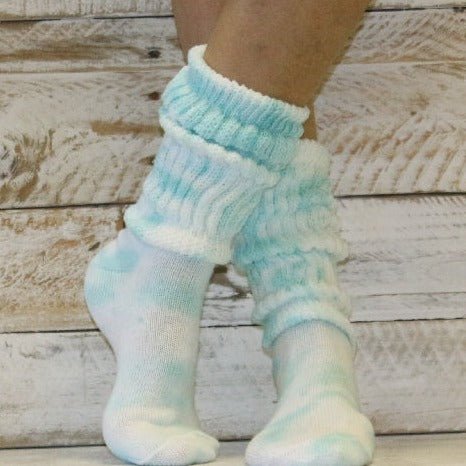tie dyed socks women aqua handmade - Catherine Cole Atelier hooters socks, best tie dye socks women's.
