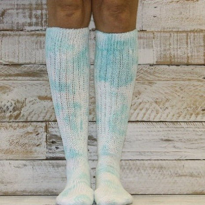slouch socks nike tie dyed best usa quality - Catherine Cole Atelier aqua blue color, best cotton tie dyed socks women's.