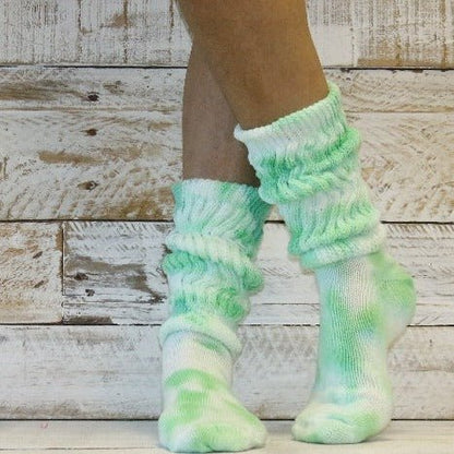 tie dye cotton slouch socks Hippie fashion  green , best quality tie dye socks women's, amazon tie dye socks.