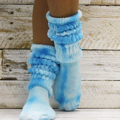 blue turquoise Hooters scrunch socks cotton tie dyed , best quality tie dye socks women's, amazon tie dye socks