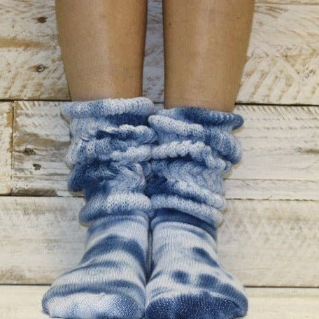 tie dye fashion socks women adult  HOOTER's indigo blue color - Tie dye socks women, slouch socks ladies