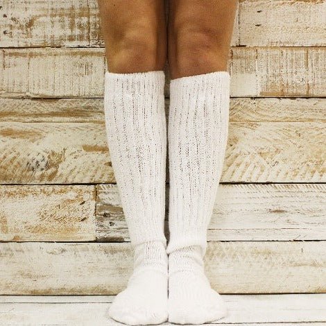 quality white hooters slouch socks made usa - Catherine  Cole Atelier