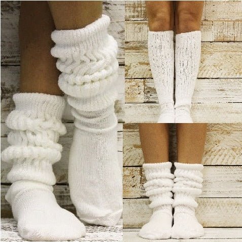hooters white slouch srunchie socks women, bundle 3 pairs of white socks, athletic socks white