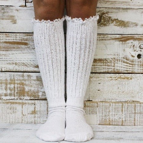 thick white cotton slouch Hooters socks lace - Catherine Cole best scrunchy 90’s thick cotton women’s socks